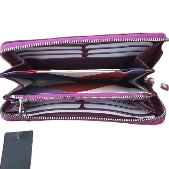 Marc by Marc Jacobs Continental Zip Around Wallet with Logo Lock Purple Red - Picture 11 of 13